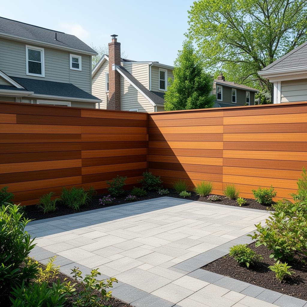 Horizontal panel fence — backyard