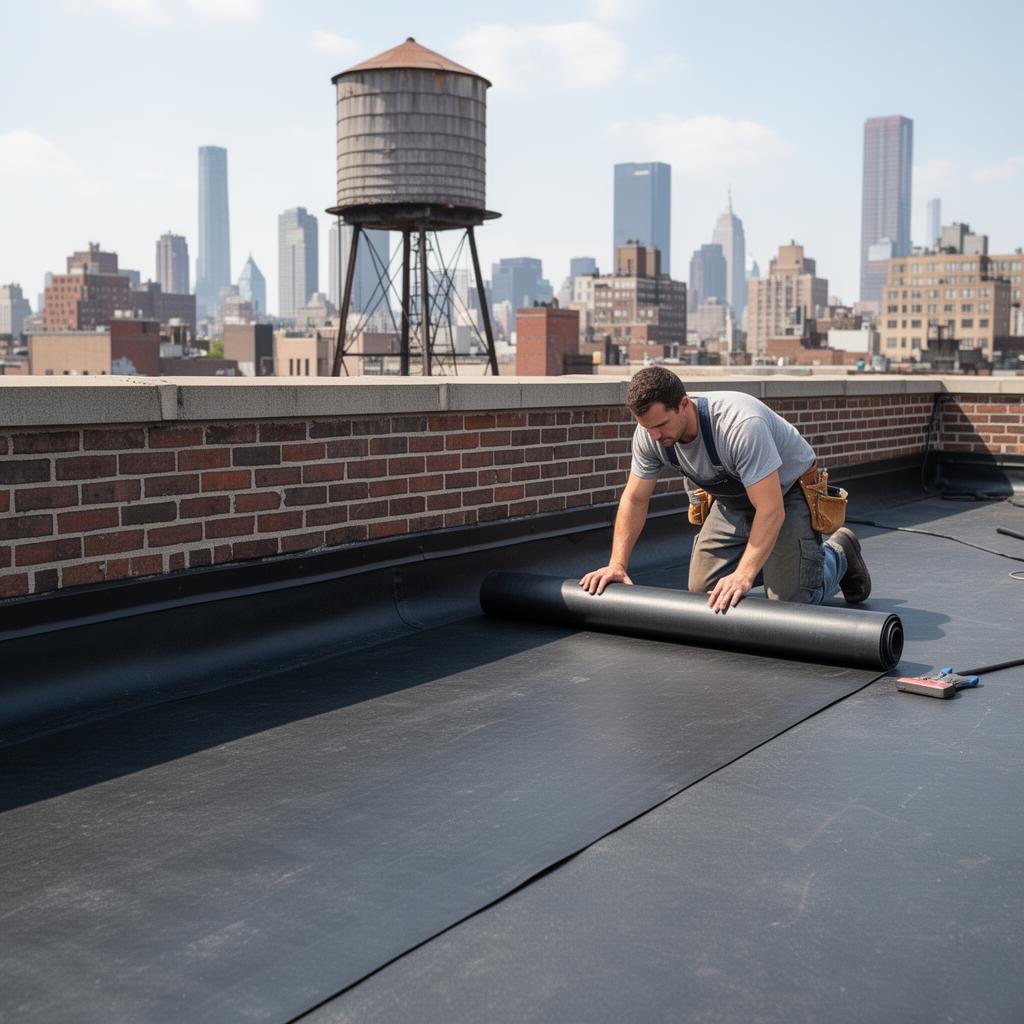 EPDM rubber roof install